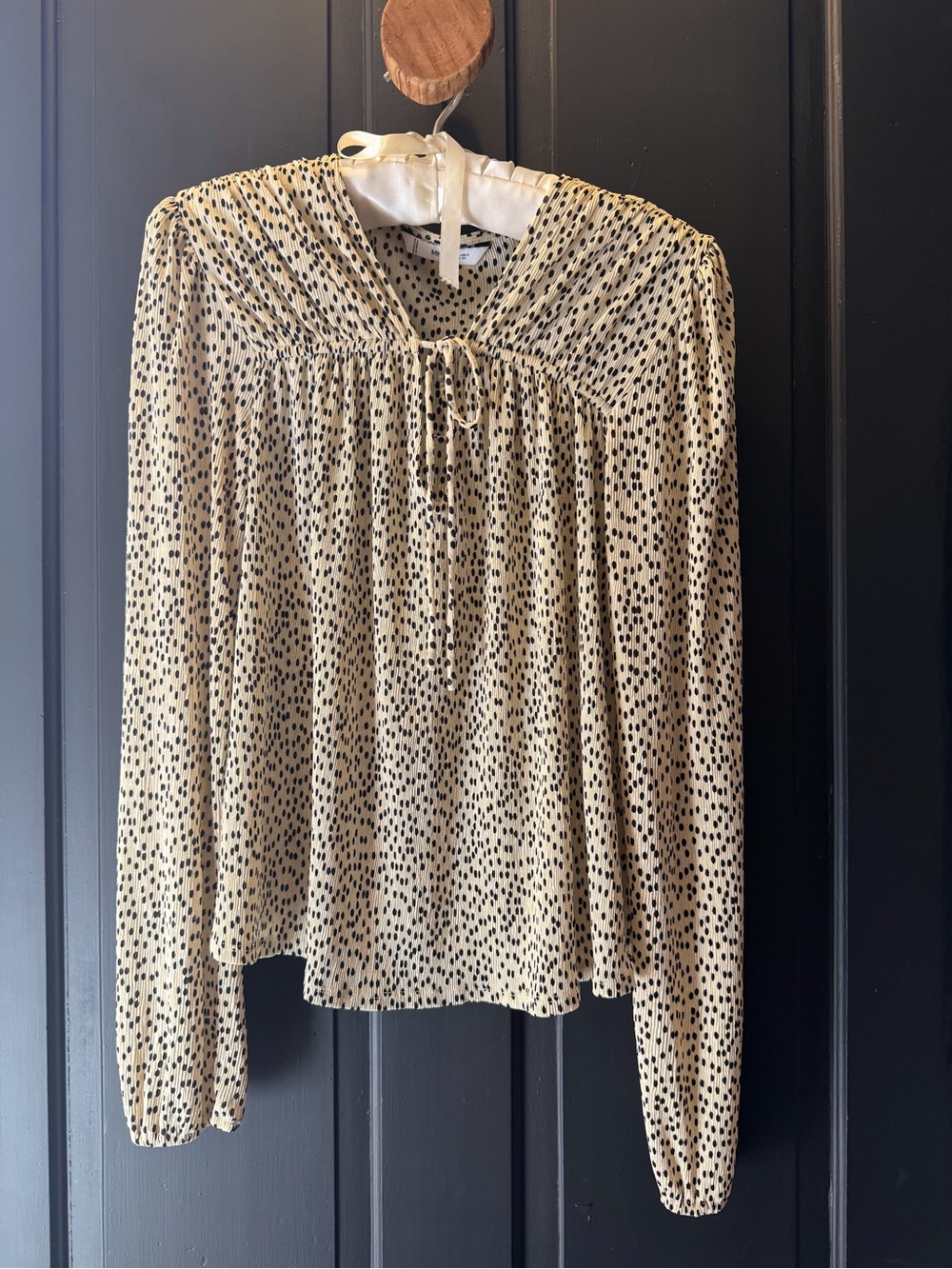 MANGO Pomelo Tie Neck Spot Print Blouse. Small